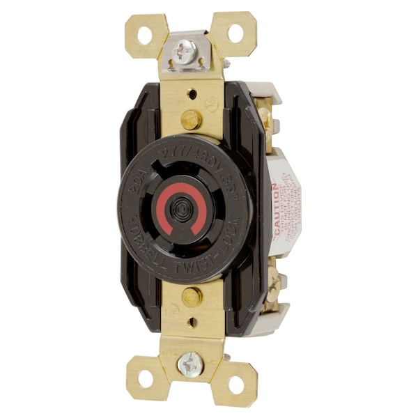 Locking Receptacle, L19-20R, 20 A, 125V AC, Three Phase, 4 Pole, Flush Mount, Screw Terminals